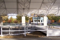 The Headwaters Park Ice Rink set up