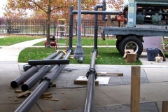 The Headwaters Park Ice Rink set up