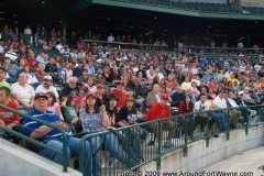 Fans watch the video board