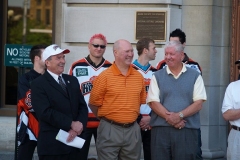 Mayor Tom Henry, Coach Al Sims and Len Thornson