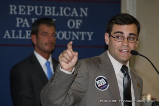 Zach Bonahoom and Allen County Sheriff Ken Fries