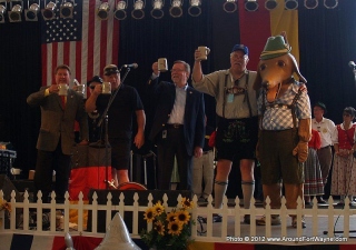 Celebrating the tapping of the first keg