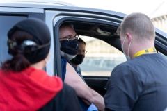 Indiana Governor Eric Holcomb after receiving his COVID-19 vaccination