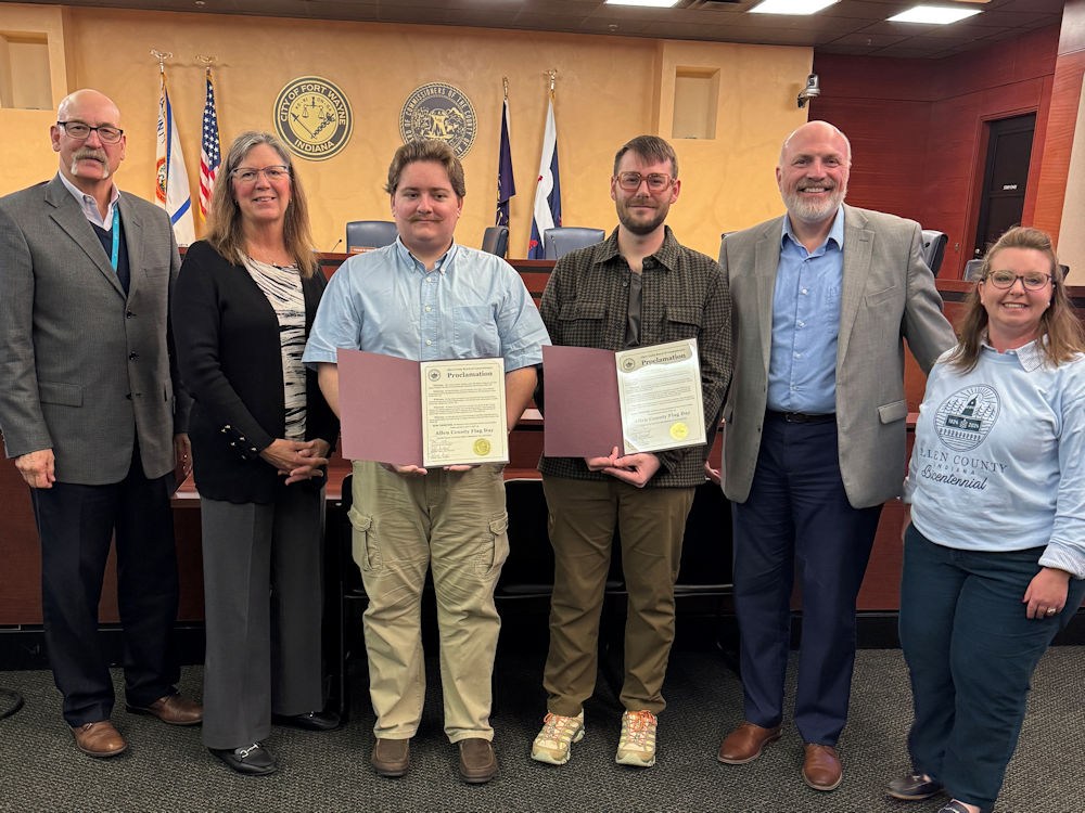 Allen County Board of Commissioners with flag designers