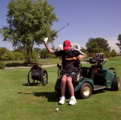 Demonstration of new adaptive golf cart