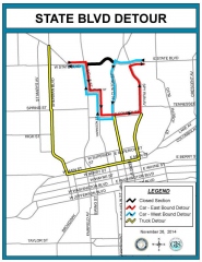 State Boulevard detour map