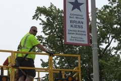 Installing the Blue Star Banner for Sgt. Major Kiess