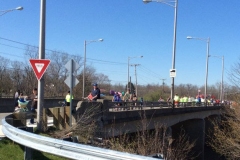 2016/04/16: Attendees crossing on new sidewalk