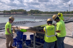Construction of floating solar panels