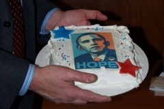 2009/01/20: Councilman Mitch Harper with an Obama 'Hope' cake