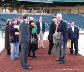 Jim Irwin leads a tour of Parkview Field