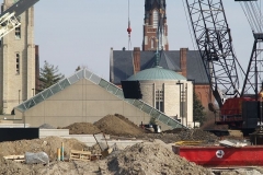 2009/02/17: A section of the video board being lifted into place