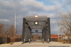 The historic Wells Street Bridge decorated for Christmas