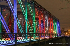 Holiday lights on the historic Wells Street Bridge