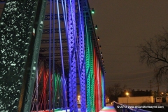 Holiday lights on the historic Wells Street Bridge