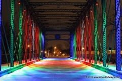 Holiday lights on the historic Wells Street Bridge