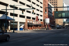 A mixed-use parking garage