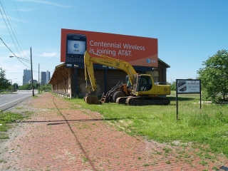 Demolition equipment staged