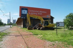 Demolition equipment staged