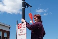 2009/04/08: Judi Wire hanging a ball and bat
