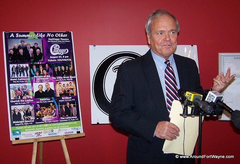 Photos and video from Foellinger Theatre concert announcement Fort Wayne Parks and Recreation Director Al Moll