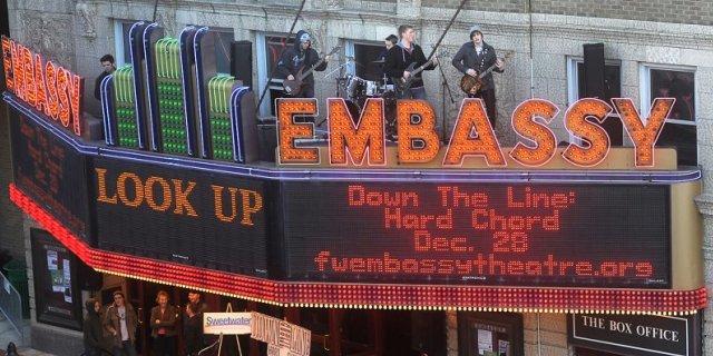 Down the Line: Hard Chord announces line-up Built for Blame atop the Embassy Theatre marquee