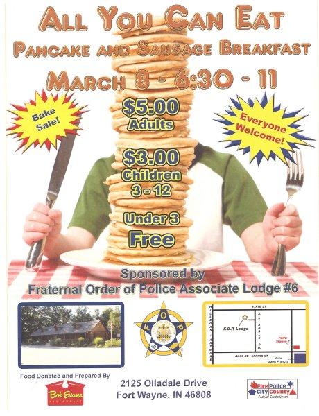 FOP “All you can eat pancake and sausage breakfast” 2014 FOP All You Can Eat Pancake and Sausage Breakfast