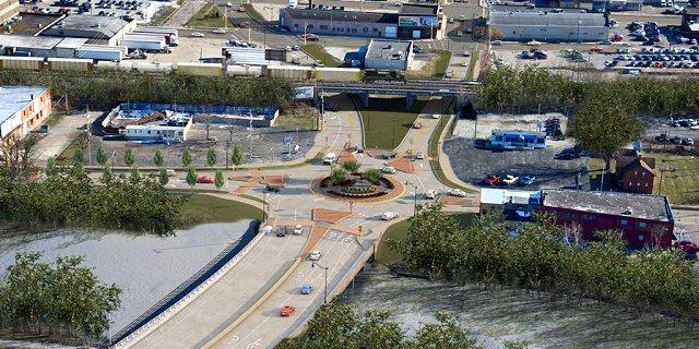 Superior Plan: Connecting a changing corridor Ewing/Fairfield/Superior/Wells roundabout rendering