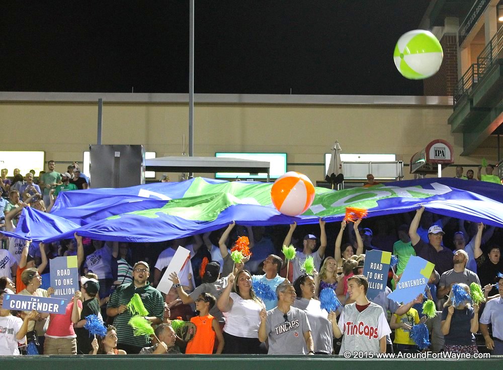 Indiana Regional Cities Initiative giant flag unveiling at Parkview Field Giant flag celebrating our local Regional Cities Initiative