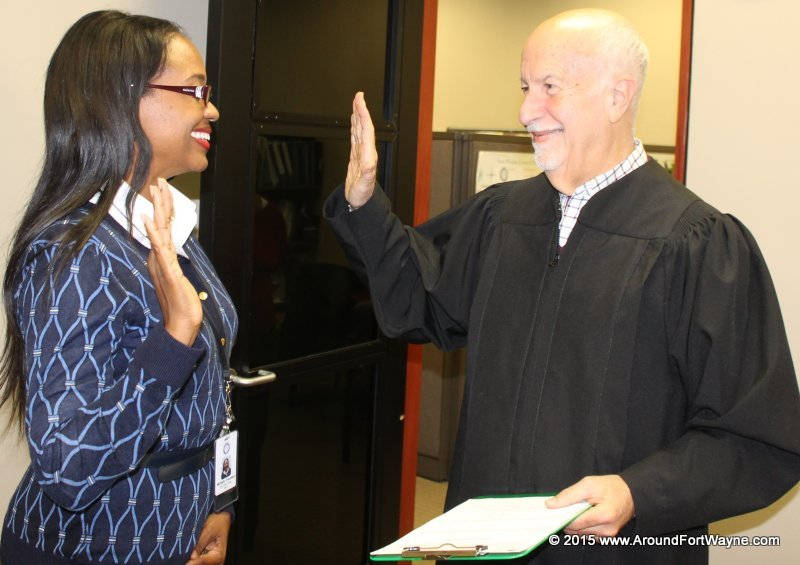 AFW Exclusive: Michelle D. Chambers sworn in as City Clerk City Clerk-elect Michelle Chambers and Judge Stanley Levine