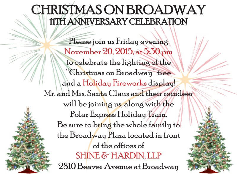 Enhanced fireworks display at Friday’s “Christmas on Broadway” tree lighting 2015 Christmas on Broadway