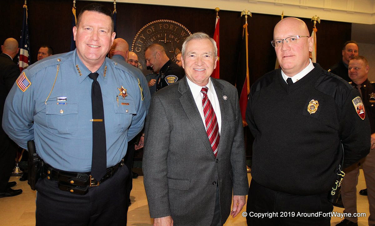 Annual 2018 Public Safety recap FWPD Chief Steve Reed, Fort Wayne Mayor Tom Henry, and FWFD Chief Eric Lahey
