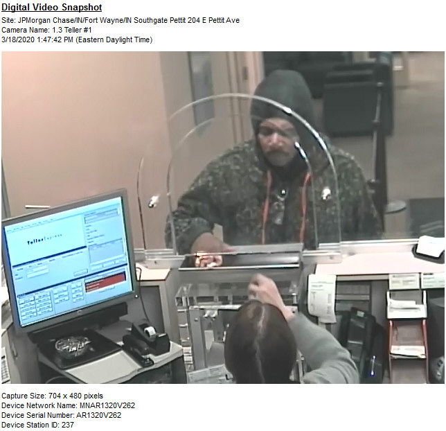 FWPD: Attempted Bank Robbery, Pettit Avenue Chase Southgate Pettit Avenue Attempted Robbery suspect