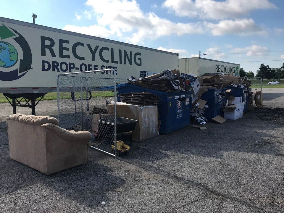Illegal dumping at a Recycling Drop-Off site