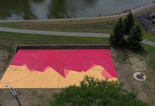 New basketball court mural O'Neal Memorial Park basketball court