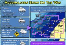 NWS: 3 to 5 inches of snow starting tonight