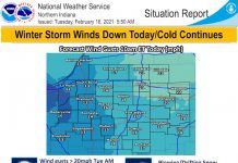 NWS: Situation Report as of 2/16/2021, 5:50 am