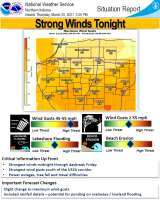 National Weather Service Situation Report for tonight's Wind Advisory.