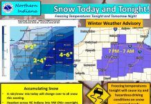 NWS: Snow today and tonight; freezing temps overnight
