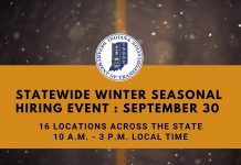 INDOT Winter seasonal hiring event – 9/30/2021