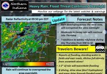 NWS Update: Heavy rain and flood threat continues overnight