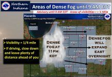 NWS: Dense Fog Advisory until 9:00 am tomorrow morning