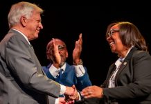 Sharon Tucker sworn in as City of Fort Wayne Mayor Sharon Tucker is sworn in as the new mayor of Fort Wayne, Indiana, by Deputy Mayor Karl Bandemer on April 23, 2024. Photo courtesy of the City of Fort Wayne.