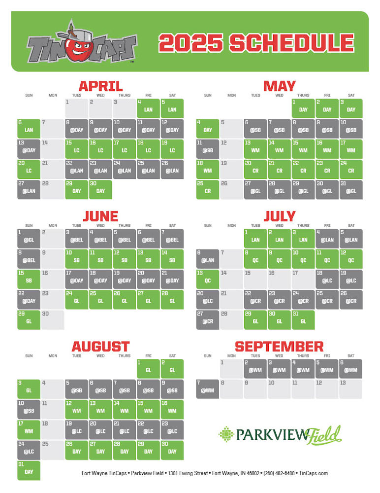 Tincaps Baseball Schedule 2027