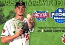 Kash Mayfield named Midwest League Pitcher of the Week